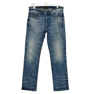 Outpost Makers Slim Straight Jeans 33x30 Whiskers Honeycombs Stacks Button Fly